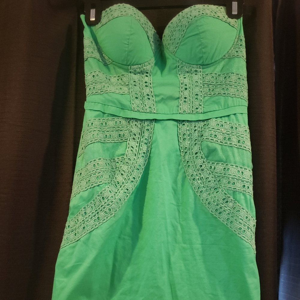 Strapless mint crocheted dress